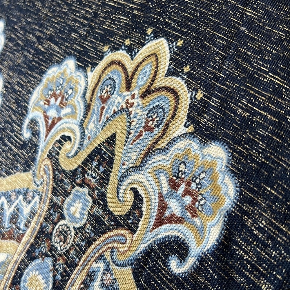 ONEWORLD Paisley Notch V Neck Metallic Fleck Tunic Blouse | 2X - Picture 4 of 10